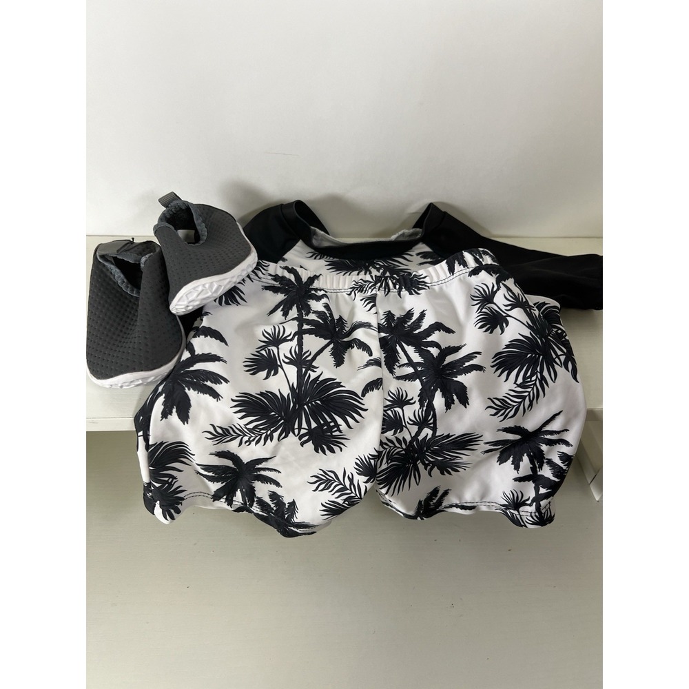 Toddler Boy Swimsuit Set 2T Palm Tree‎ w/ Water Shoes